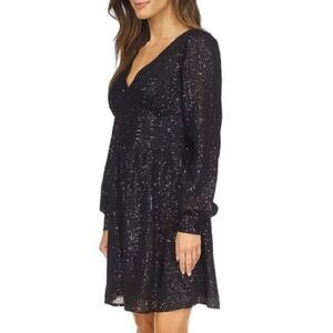 NWT  MICHAEL Michael Kors Sequin Striped V-Neck Minidress Size XL
